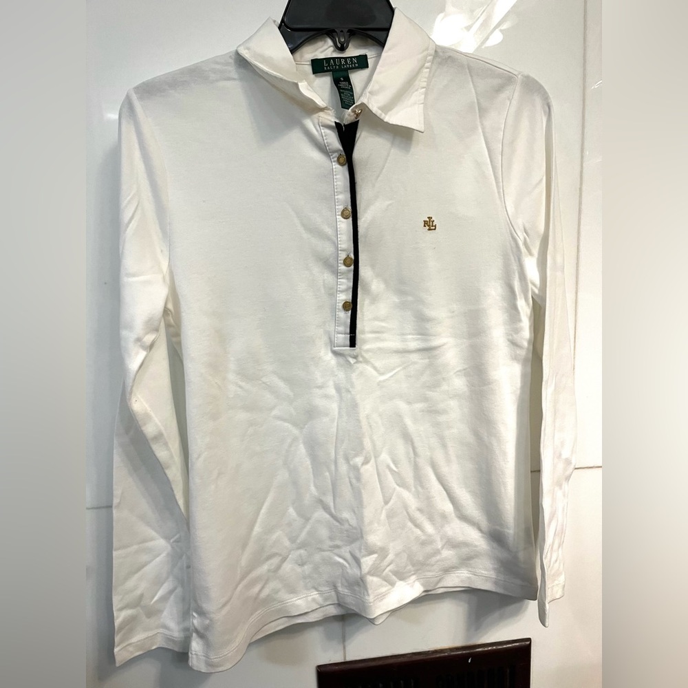 Ralph Lauren Long-Sleeved White Polo Small NWT